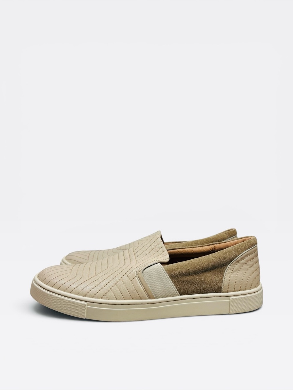 Frye Ivy Stitch Beige Ivory Women’s Slip On Leather Sneakers Comfort Sporty 8.5